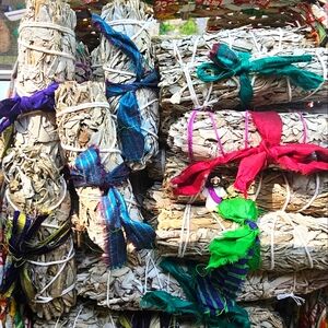 !LARGE SAGE SIZE!Colorful Sage Bundles with Fabric Wraps